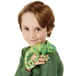 Peluche marionnette mini caméléon