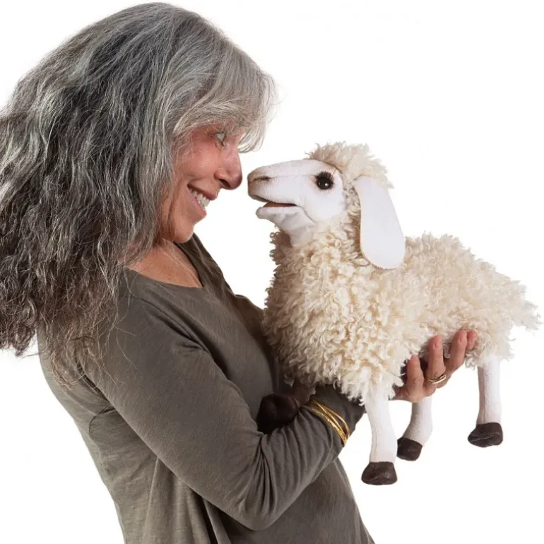 Peluche marionnette Mouton laineux