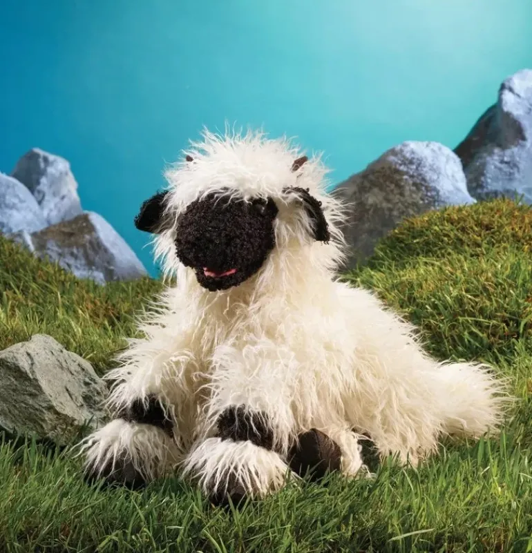 Peluche marionnette mouton Nez Noir du Valais