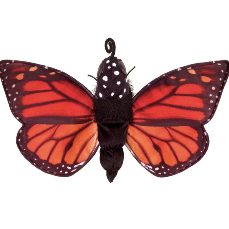 Peluche marionnette Métamorphose du papillon monarque