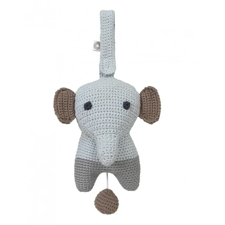 Peluche musicale Hella éléphant gris - 18 cm