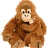 Peluche orang-outan avec bébé, assis - 30 cm