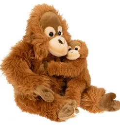 Peluche orang-outan avec bébé, assis - 30 cm