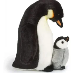 Peluche Pingouin avec Poussin - 26 cm