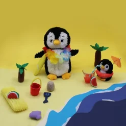 Peluche pingouin Iglou maman et son bébé noir