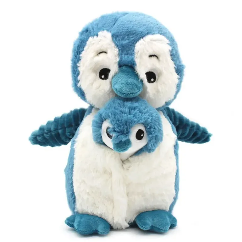 Peluche pingouin Iglou maman et son bébé bleu