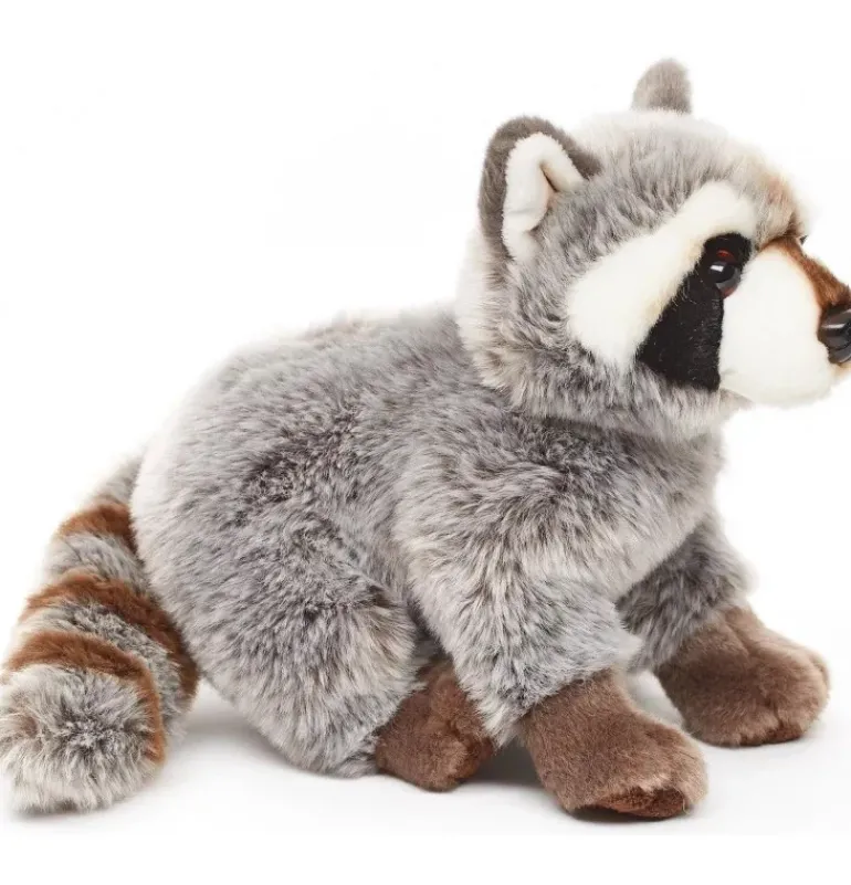 Peluche raton laveur assis - 25 cm