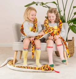 Peluche serpent jaune et orange - 175 cm