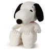 Peluche Snoopy assis en velours côtelé crème dans boîte cadeau - 27 cm