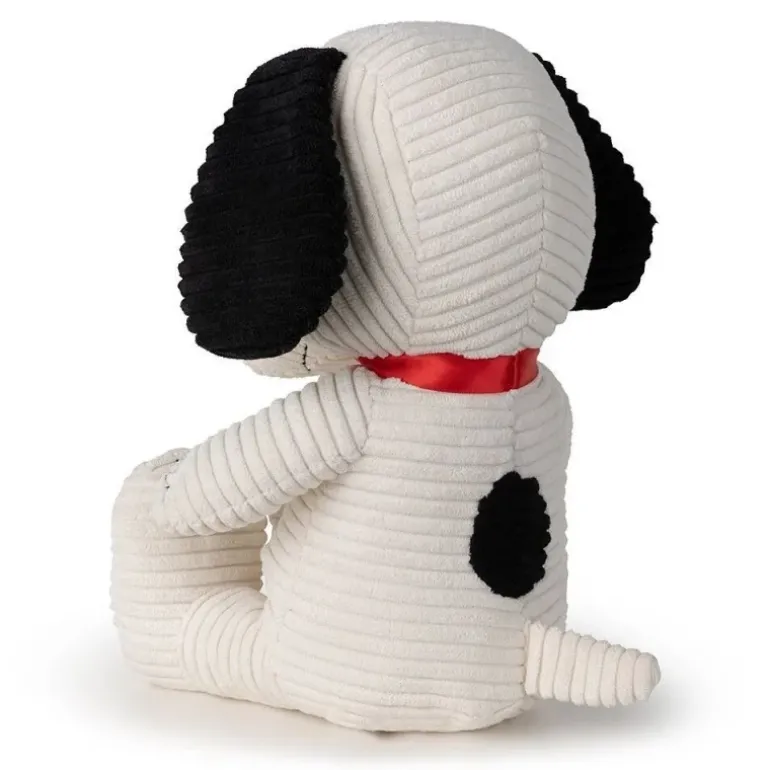 Peluche Snoopy assis en velours côtelé crème dans boîte cadeau - 27 cm