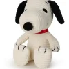 Peluche Snoopy assis en velours côtelé crème – 12 cm