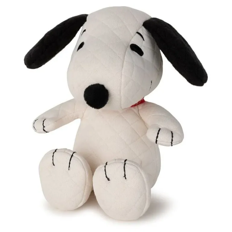 Peluche Snoopy matelassé crème dans boite cadeau - 17 cm