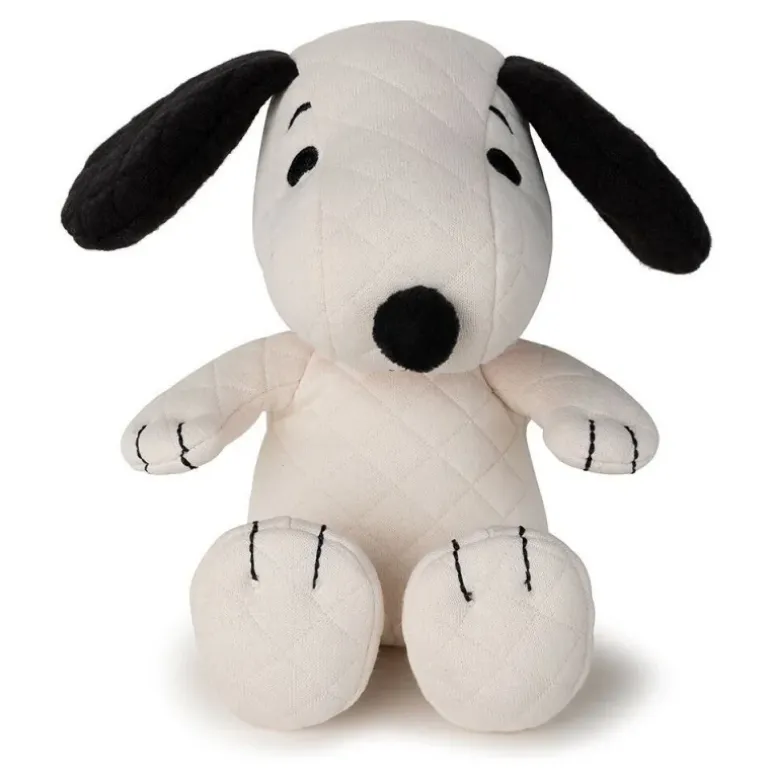 Peluche Snoopy matelassé crème dans boite cadeau - 17 cm