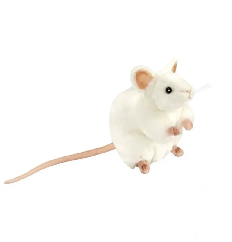 Peluche souris blanche - 16 cm