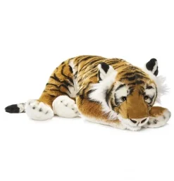 Peluche tigré brun couché - 70 cm