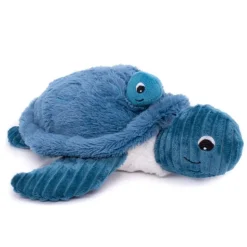 Peluche tortue maman bébé Sauvenou bleue