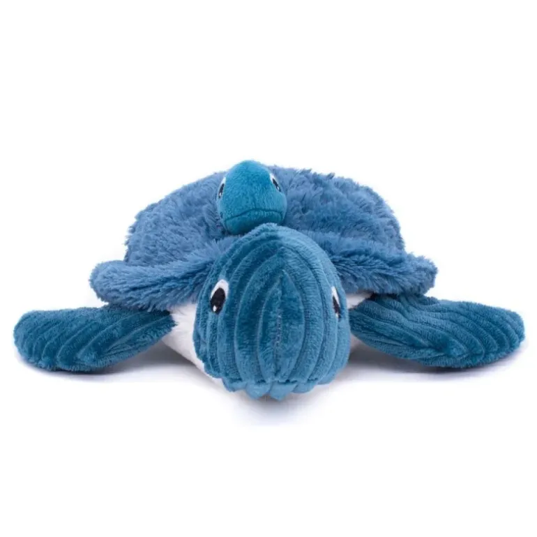 Peluche tortue maman bébé Sauvenou bleue