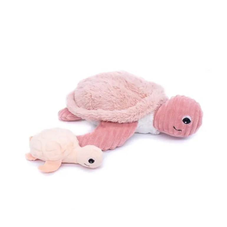 Peluche tortue maman bébé Sauvenou rose