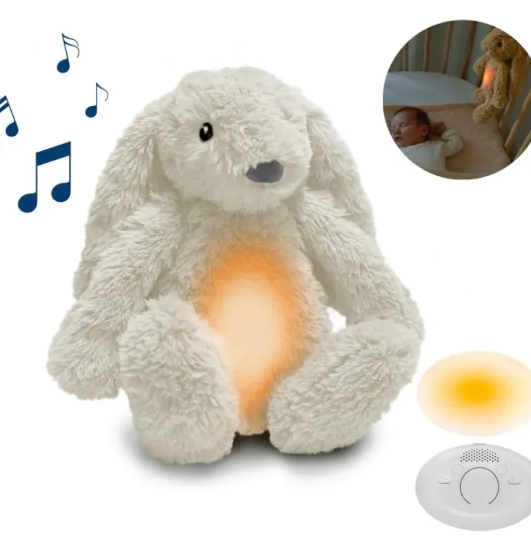 Peluche veilleuse bruit blanc RO le lapin blanc