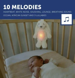 Peluche veilleuse bruit blanc RO le lapin blanc