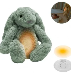 Peluche veilleuse bruit blanc RO le lapin vert