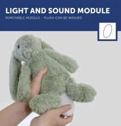 Peluche veilleuse bruit blanc RO le lapin vert