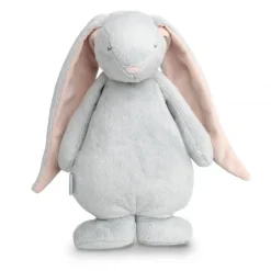 Peluche veilleuse Lapin magique Moonie gris/rose avec son & lumière