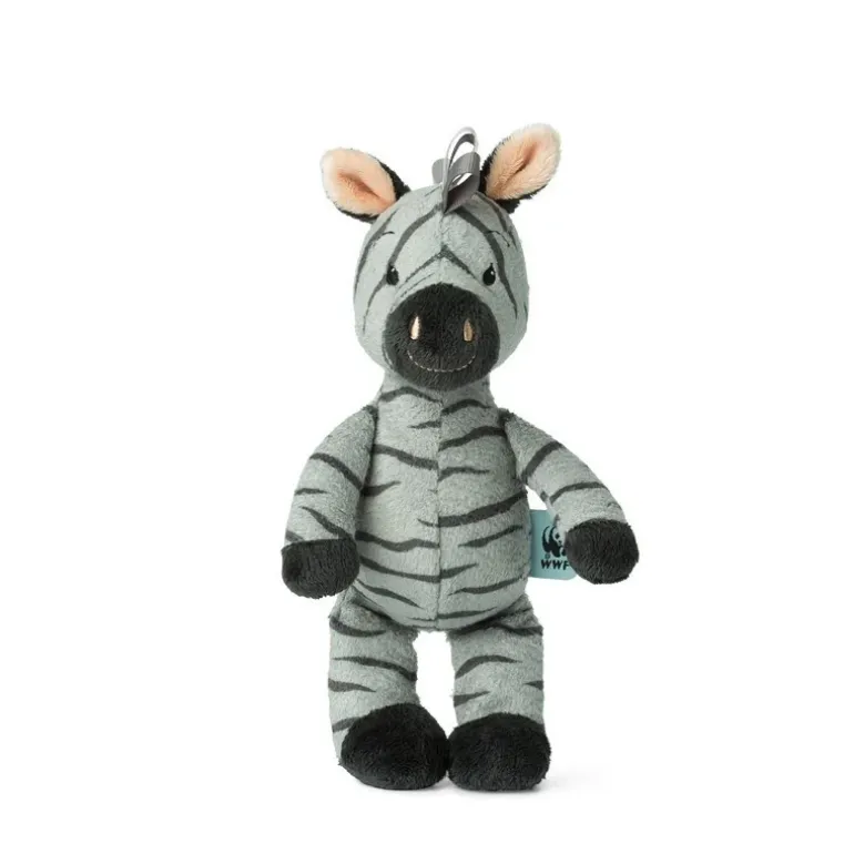Peluche zèbre Ziko gris avec grelot - WWF Cub Club - 22 cm