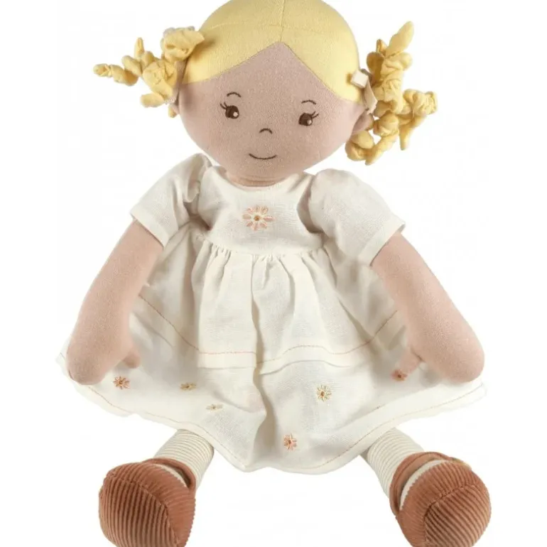 Poupée blonde Priscy avec robe en lin