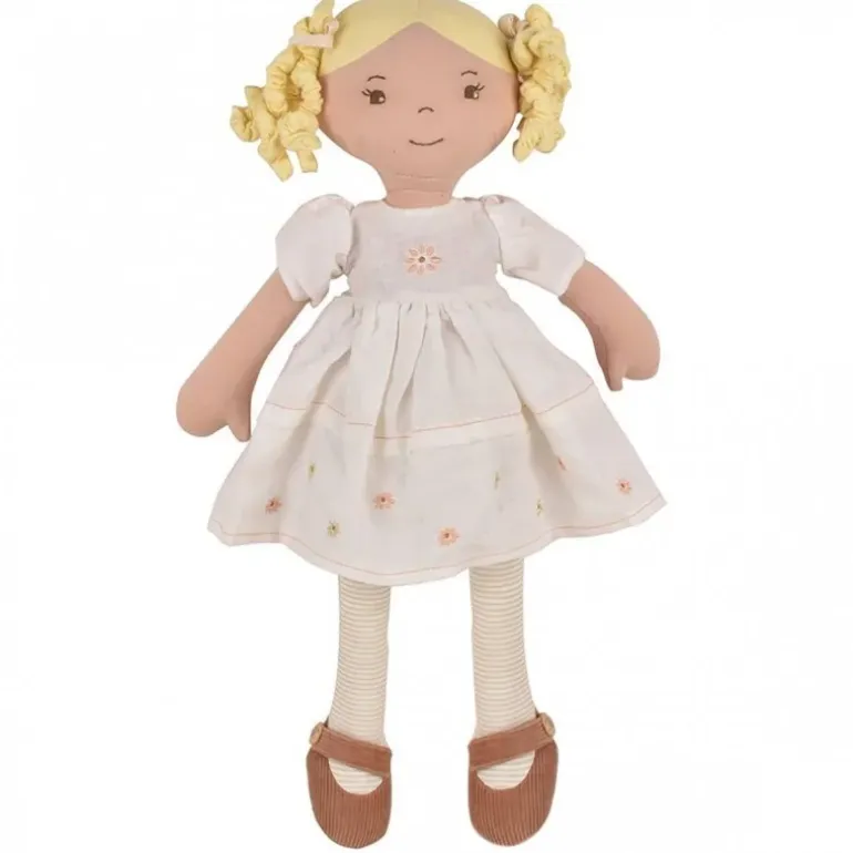 Poupée blonde Priscy avec robe en lin