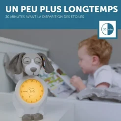 Réveil éducatif veilleuse Davy le chien - Vert