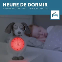 Réveil éducatif veilleuse Davy le chien - Taupe