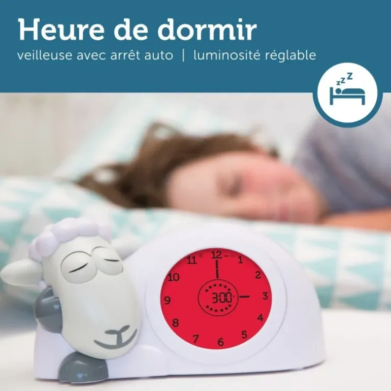 Réveil éducatif veilleuse Sam l'Agneau gris