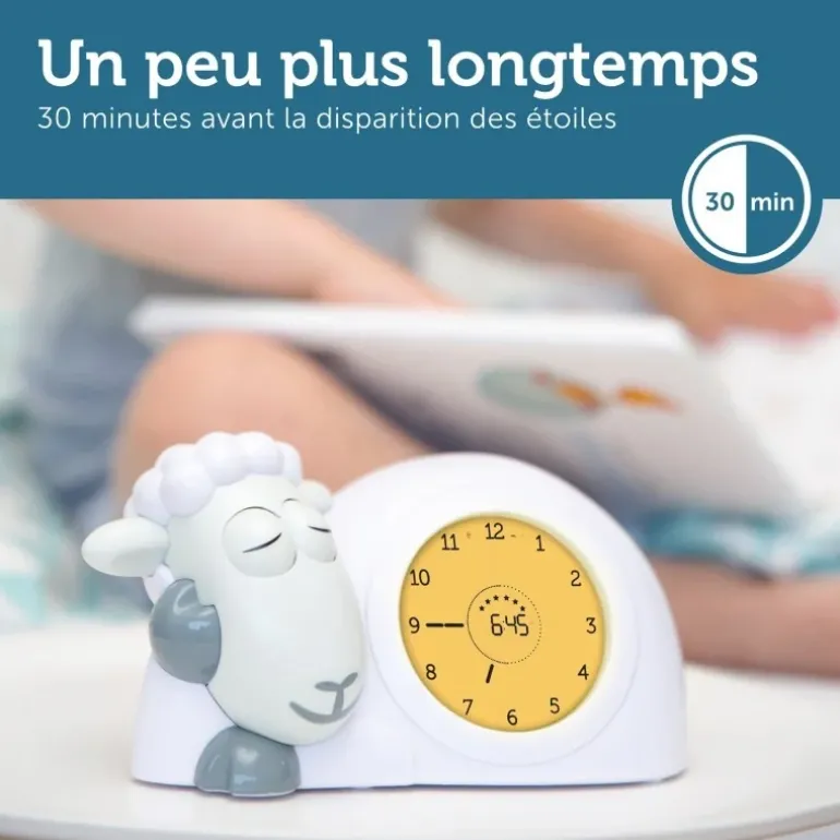 Réveil éducatif veilleuse Sam l'Agneau gris