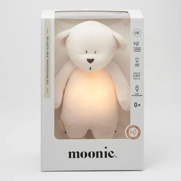 Veilleuse peluche Ours douceur Moonie crème avec sons et lumières