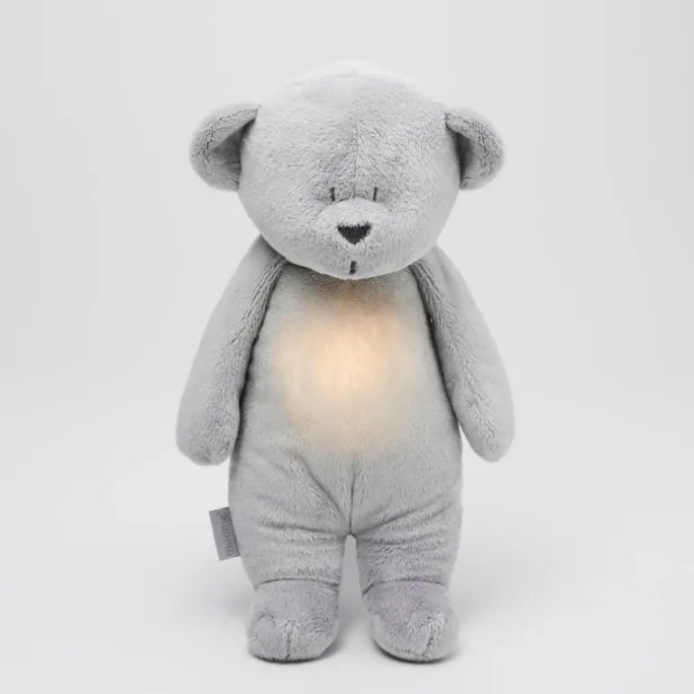 Veilleuse peluche Ours douceur Moonie gris avec sons et lumières