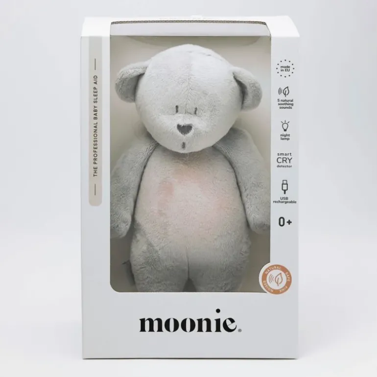 Veilleuse peluche Ours douceur Moonie gris avec sons et lumières